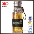 EG310 Transparent stainless steel lid glass double insulation tea bottle with sleeve